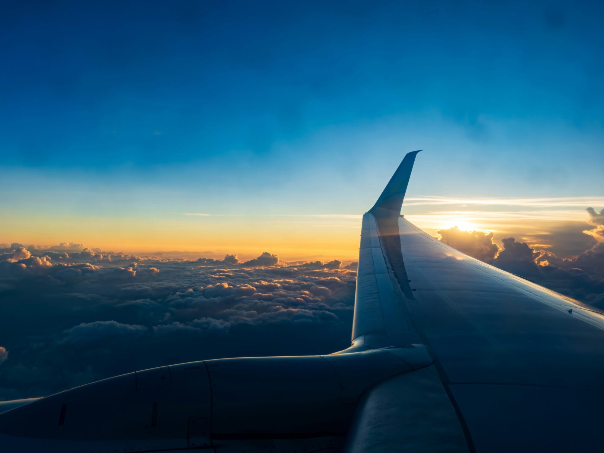 sunlight over plane wing